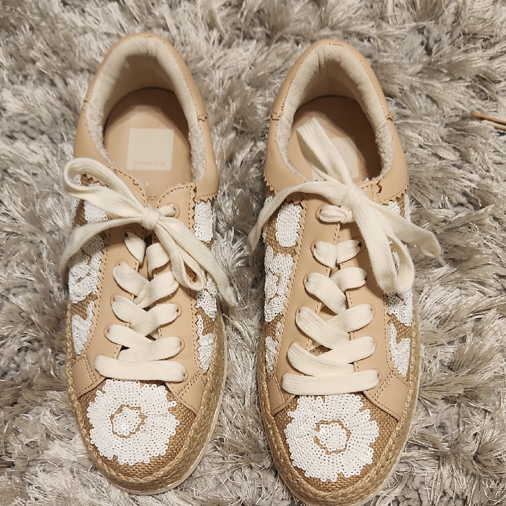 Dolce Vita Beige Floral Sneakers